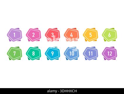 Number set,colorful numbers,numbers symbols number digit vector icon with colorful circle,Set of colorful geometric numbers number on white background Stock Vector