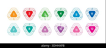 Number set,colorful numbers,numbers symbols number digit vector icon with colorful circle,Set of colorful geometric numbers number on white background Stock Vector