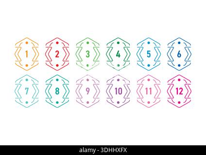 Number set,colorful numbers,numbers symbols number digit vector icon with colorful circle,Set of colorful geometric numbers number on white background Stock Vector