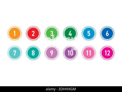 Number set,colorful numbers,numbers symbols number digit vector icon with colorful circle,Set of colorful geometric numbers number on white background Stock Vector