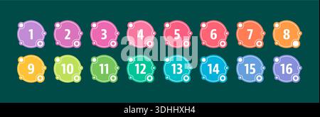 Number set,colorful numbers,numbers symbols number digit vector icon with colorful circle,Set of colorful geometric numbers number on white background Stock Vector