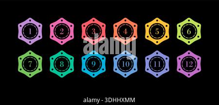 Number set,colorful numbers,numbers symbols number digit vector icon with colorful circle,Set of colorful geometric numbers number on white background Stock Vector