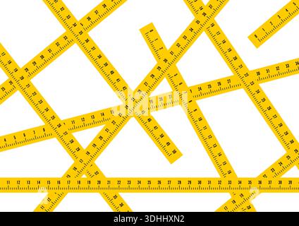 mixed meter symbols on white background. tape measure background. Stock Vector