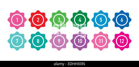 Number set,colorful numbers,numbers symbols number digit vector icon with colorful circle,Set of colorful geometric numbers number on white background Stock Vector