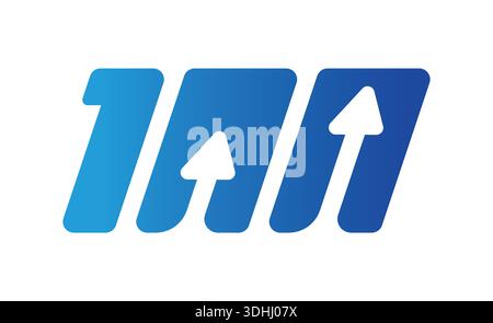 number 100 with arrow sign. number 100 logo. number 100 concept for business, education, technology world Stock Vector