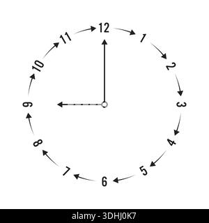 rotating arrows and analog clock concept. wall clock interface Stock Vector