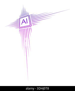 perspective chip and artificial intelligence logo. artificial intelligence concept. technology, artificial intelligence concept for business Stock Vector