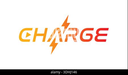 orange-red charge logo. charge concept with lightning symbol. charge logo for electric vehicles. Stock Vector