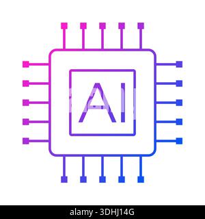 pink-blue gradient chip and artificial intelligence logo. artificial intelligence concept Stock Vector
