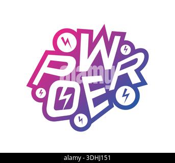 Power logo with perspective letters. power concept. gradient power word Stock Vector