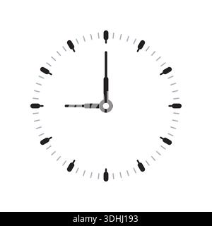 round analog clock concept on white background. simple wall clock face. clock concept Stock Vector