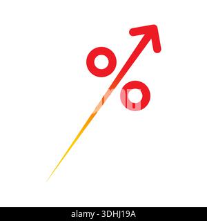 red percent symbol. Percentage concept with arrow sign. very fast percent symbol Stock Vector