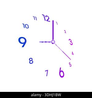 perspective, wall clock interface with numbers. wall clock concept with numbers Stock Vector