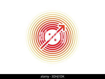 Percent symbol and arrow sign in thin-thick circles. Percent symbol concept with arrow sign Stock Vector