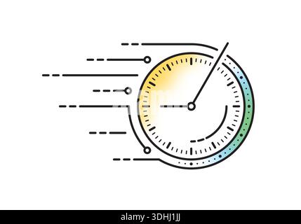 round and colorful speedometer. colorful and thin speedometer concept. speedometer interface for business, education world. Stock Vector
