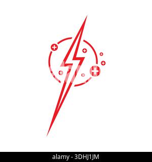 red lightning symbol and plus symbols. lightning symbol concept. Stock Vector