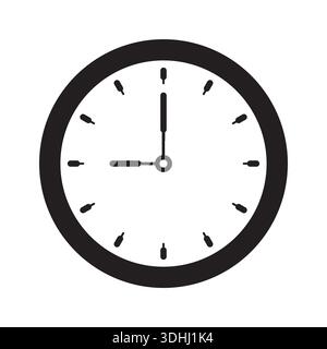 round analog clock concept on white background. simple wall clock face. simple round clock Stock Vector