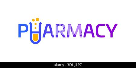 pharmacy logo on white background. pharmacy and test tube logo. Stock Vector