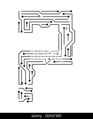 Question mark in the form of an electronic circuit. Electronic question mark concept. Stock Vector