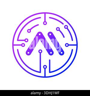 round electronic circuit and AI concept. AI logo. artificial intelligence concept for business, technology world Stock Vector