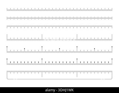 ruler interface set. seven options ruler concept. linear ruler group. Stock Vector