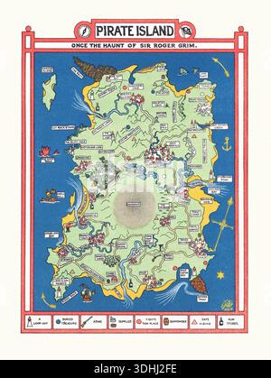 Old vintage fantasy map with island kingdoms and hand drawn elements ...