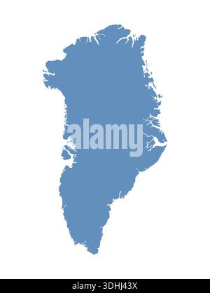 Blue map of Greenland isolated on white background, flat vector illustration Stock Vector