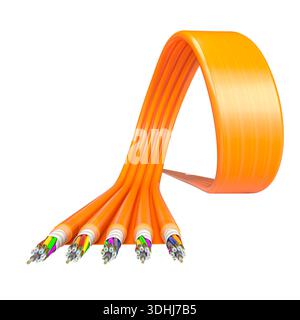 Fiber optic ribbon cables 3d isolated Stock Photo