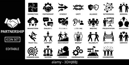 Strategy icon set. Various symbols for strategic topics like target ...