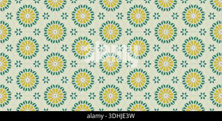 Repeating circular floral motifs pattern background Stock Vector