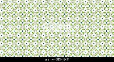 Repeating green floral geometric pattern background Stock Vector
