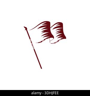 Waving Flag Logo Icon in Minimalist Vector Style Stock Vector