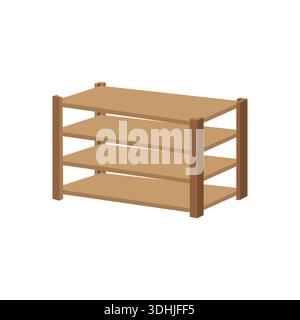 Wooden Shelf Furniture Illustration Vector Style Stock Vector