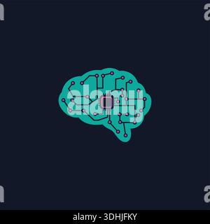 Artificial Intelligence Brain Circuit Icon Stock Vector