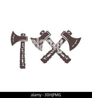 Vintage tribal style axe symbols inspired by native culture, isolated on white background for emblem, logo, and heritage design use. Stock Vector