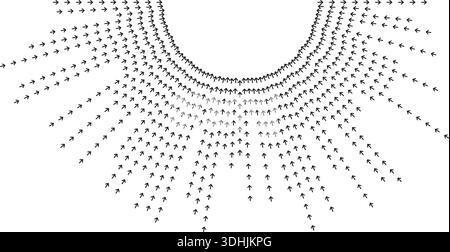 Big semicircular irregular rays radiate like sun pattern. Stock Vector