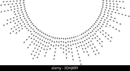 Irregular rays form semicircle around big central space with thickness variation. Stock Vector