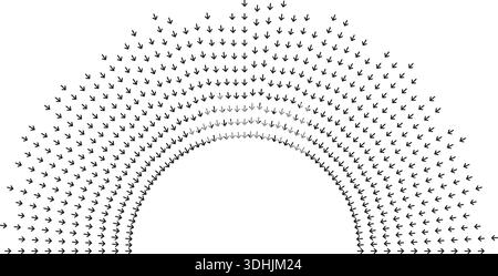 Big semi-circle of irregular rays around empty circular space. Stock Vector
