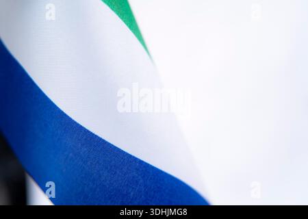 Close Up Blue White Green Flag Fabric Stock Photo