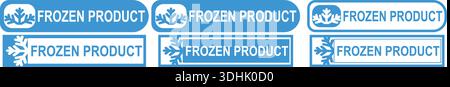 Frozen product badge set with snowflake symbol for food packaging freezer storage and cold handling Stock Vector