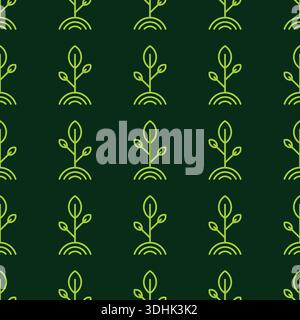 Seamless pattern with plant sprout. Garden background design. Vector flat illustration Stock Vector