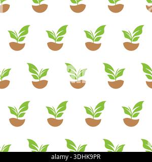 Seamless pattern with plant sprout. Garden background vector Stock Vector