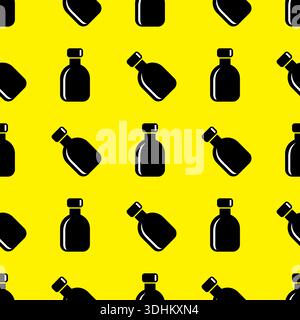bottle seamless pattern on yellow background vector Stock Vector