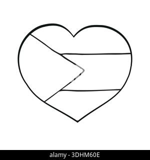 Vector hand drawn sketch Palestine flag heart Stock Vector