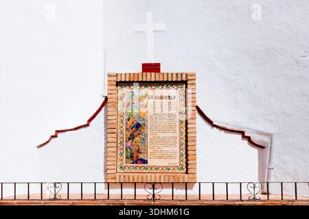 Ceramic tiles dedicated to the Guerrilla in the history of Montejaque on a street. Montejaque, Sierra de Ronda, Málaga, Andalucía, Spain, Europe Stock Photo