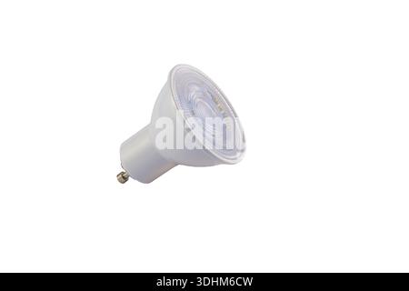 LED spotlight bulb with GU10 fitting, against white background Stock Photo