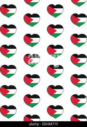 Vector seamless pattern of Palestine flag heart Stock Vector
