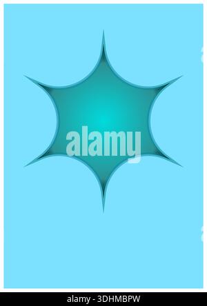 A4 size template with a blue background and an abstract star in the center. Blank background with copy space. Stock Vector