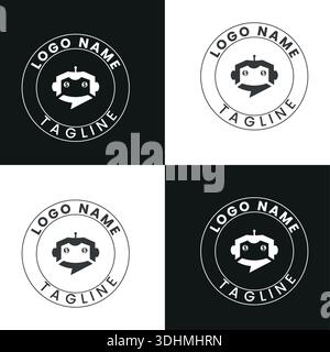 Robot head logo design vector template illustration Stock Vector Image ...
