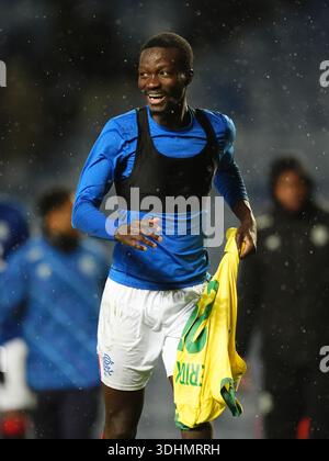 Rangers' Mohamed Diomande celebrates after the UEFA Europa League match ...